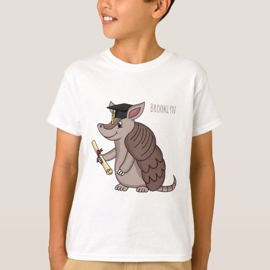 Cute armadillo met cartoon met degressieve dop t-shirt (Voorkant)