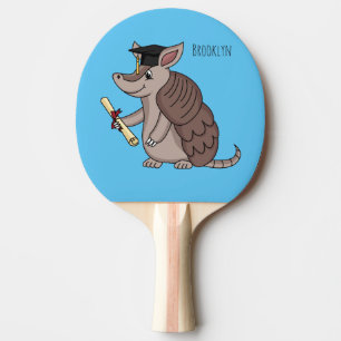 Cute armadillo met cartoon met degressieve dop tafeltennisbatje