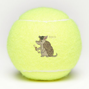Cute armadillo met cartoon met degressieve dop tennisballen