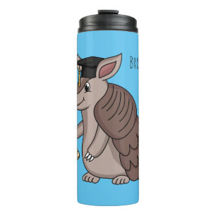 Cute armadillo met cartoon met degressieve dop thermosbeker