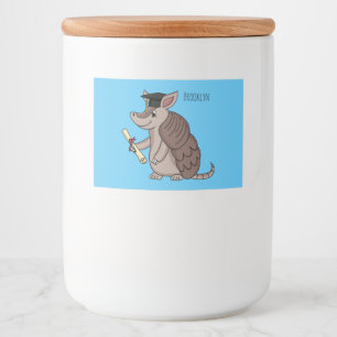 Cute armadillo met cartoon met degressieve dop voedselcontainer etiket