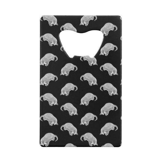 Cute Armadillo Print Patroon Animal Design Black Creditkaart Flessenopener (Voorkant)