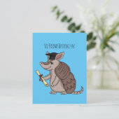 Cute armadillo with graduation cap cartoon briefkaart (Staand voorkant)
