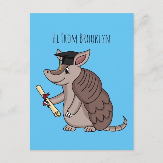 Cute armadillo with graduation cap cartoon briefkaart (Voorkant)
