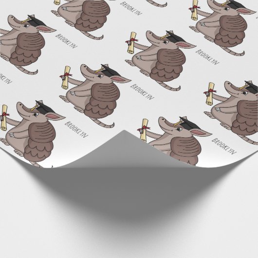 Cute armadillo with graduation cap cartoon cadeaupapier (Hoek)