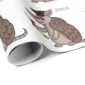 Cute armadillo with graduation cap cartoon cadeaupapier (Rol Hoek)