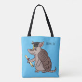 Cute armadillo with graduation cap cartoon tote bag (Achterkant)