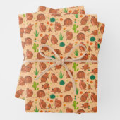 Cute Armadillos Desert Cactus Pattern Inpakpapier Vel (In situ)