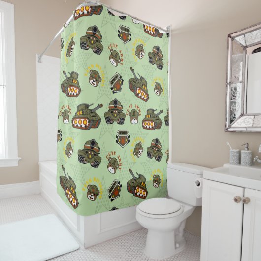 Cute Army Beer Pattern Douchegordijn (In situ)