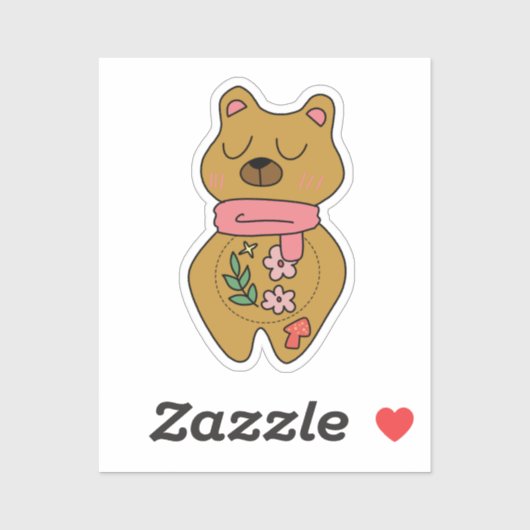 Cute Arrogant Brown Bear For Laptop and Planner Sticker (Vel)