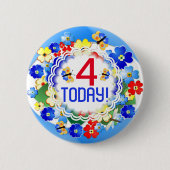 Cute Art Deco Flowers  leeftijd Ronde Button 5,7 Cm (Voorkant)