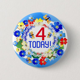 Cute Art Deco Flowers  leeftijd Ronde Button 5,7 Cm