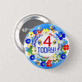 Cute Art Deco Flowers  leeftijd Ronde Button 5,7 Cm (Voorkant /achterkant)