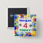 Cute Art Deco Flowers  leeftijd Vierkante Button 5,1 Cm (Voorkant /achterkant)