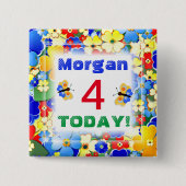 Cute Art Deco Flowers  leeftijd Vierkante Button 5,1 Cm (Voorkant)