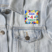 Cute Art Deco Flowers leeftijd Vierkante Button 5,1 Cm (In situ)