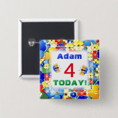 Cute Art Deco Flowers leeftijd Vierkante Button 5,1 Cm (Voorkant /achterkant)