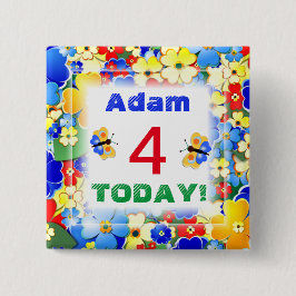 Cute Art Deco Flowers  leeftijd Vierkante Button 5,1 Cm