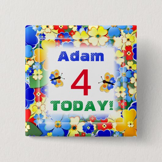 Cute Art Deco Flowers leeftijd Vierkante Button 5,1 Cm (Voorkant)