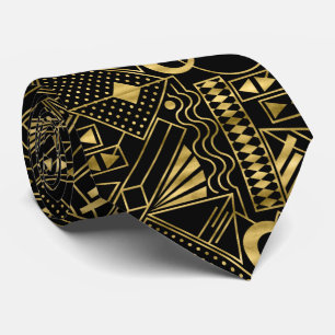 Cute art deco gold black  stropdas
