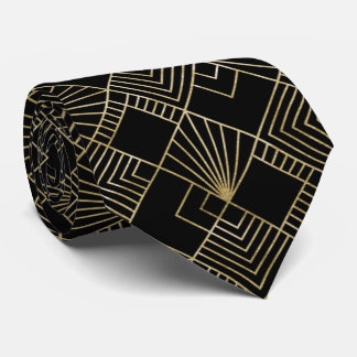 Cute art deco gold black stropdas