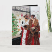 Cute art deco retro vintage kerst kaart (Voorkant)