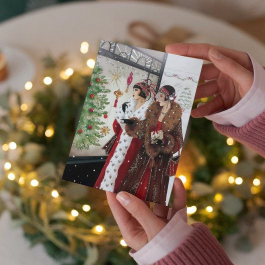 Cute art deco retro vintage kerst kaart