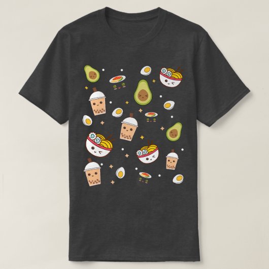 Cute Art For Ramen Noodle Avocado Sushi & Boba Tea T-shirt (Design voorkant)