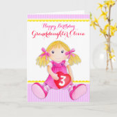 Cute art kleindochter rag doll age verjaardagskaar kaart (Gele Bloem)