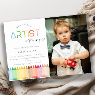 Cute Artist Crayon Rainbow Foto Any Age Birthday Kaart