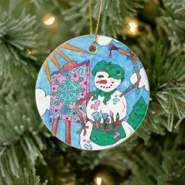 Cute Artist Snowman Holiday Kerstkeramiek Orna Keramisch Ornament