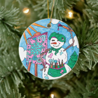 Cute Artist Snowman Holiday Kerstkeramiek Orna Keramisch Ornament