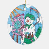 Cute Artist Snowman Holiday Kerstkeramiek Orna Keramisch Ornament (Links)