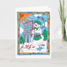 Cute Artist Snowman Holiday Winter Kerstmis Feestdagen Kaart