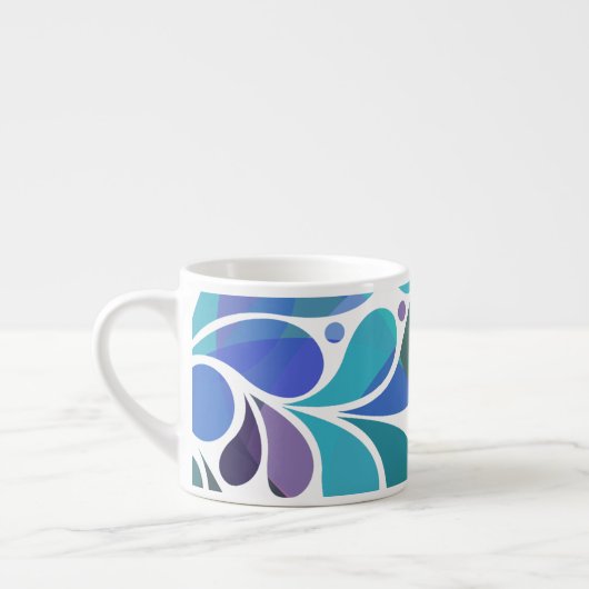 Cute Artsy Aqua Blue, Paarse Waterverf Decoratief Espresso Kop (Links)