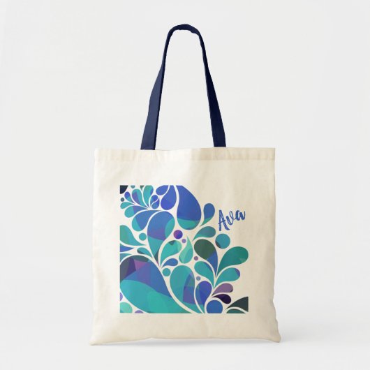Cute Artsy Aqua Blue, Paarse Waterverf Pattern Tote Bag (Voorkant)
