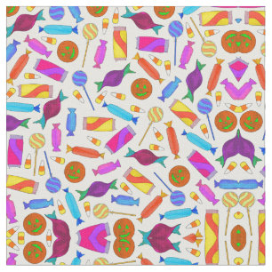 Cute Artsy Colorful Halloween Snoep Waterverf Stof