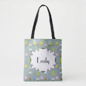 Cute Artsy Pastel Mason Jar Flowers Monogram Tote Bag (Voorkant)