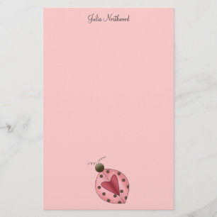 Cute as a Bug (roze en bruine ladybug) Briefpapier