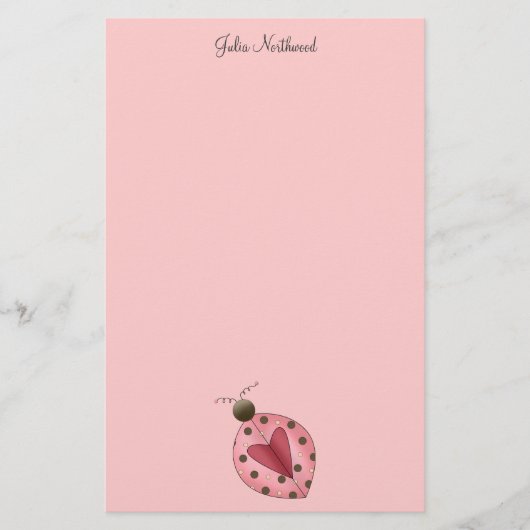 Cute as a Bug (roze en bruine ladybug) Briefpapier (Voorkant)