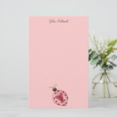 Cute as a Bug (roze en bruine ladybug) Briefpapier (Staand voorkant)