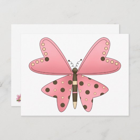 Cute as a Bug (roze en bruine vlinder) Briefkaart (Voorkant / Achterkant)