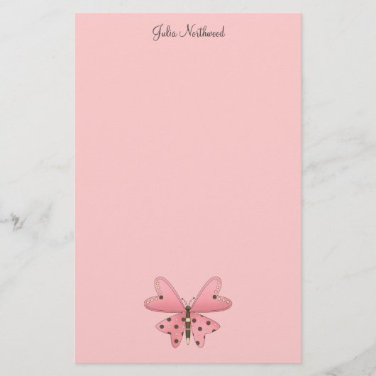 Cute as a Bug (roze en bruine vlinder) Briefpapier (Voorkant)