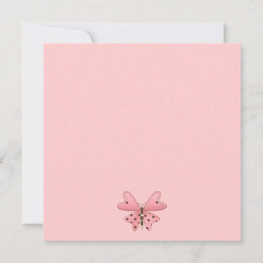 Cute as a Bug (roze en bruine vlinder) Kaart (Achterkant)