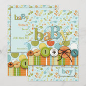 Cute as a Button Baby Baby shower Kaart (Voorkant / Achterkant)