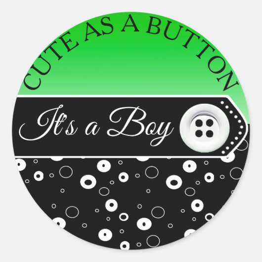 Cute as a Button Baby Carriage Baby shower Sticker (Voorkant)