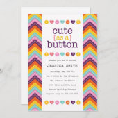 Cute as a Button Baby shower Invitation Kaart (Voorkant / Achterkant)