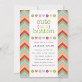 Cute as a Button Baby shower Invitation Kaart (Voorkant)