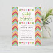 Cute as a Button Baby shower Invitation Kaart (Staand voorkant)