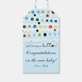 Cute as a Button Baby shower Party Cadeft Label Cadeaulabel